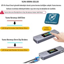 Jeyı I9X Visual Smart Yazma Koruma Özellikli M.2 (Pcıe) Nvme ve M.2(Ngff) Sata SSD To USB 3.2 Gen2 Çevirici Dönüştürücü Adaptör Harici Taşınabilir Alüminyum SSD Muhafaza Kutusu