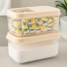 OEM 2'li Set 7,5 Lt Mega Banyo Düzenleyici Kayar Kapaklı Etiketli Toz Tablet Deterjan Saklama Kutusu
