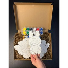 Wood Story Woodstory Ahşap 10 Adet Labubu Figürü 5 Adet Boya 5 Adet Fırça / Eğitici Montessori Boyama Etkinlikleri