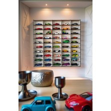 Refason Desing Araba Rafı 50'li Beyaz Renk (Hotwheels ve Matcbox Araba Için Uygundur) Çocuk Oyuncak Araba Garajı