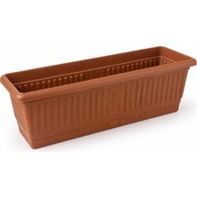 OEM Kemer Balkon Saksısı, Dikdörtgen Plastik Saksı, Kahverengi, Geniş Hazneli, Çiçeklik (50 Cm-9,5 L)