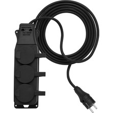 OEM 3’lü Grup Priz 3x2.5mm Ttr Topraklı Siyah Kauçuk Uzatma Kablosu (10 Metre)