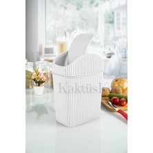 OEM Kaktüs Tezgah Üstü Mini Çöp Kovası, Beyaz, Plastik, 2.5 Lt, Döner Kapaklı, Mutfak ve Banyo Için