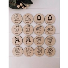 Wood Story Woodstory Çocuklar Için Ingilizce Geliştirme Hayvanlar Şekilli Eşleştirme Oyunu