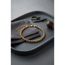 Clariss 316L Çelik Gold Renk Box Zincir Model Erkek Bileklik