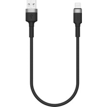 OEM XCC8699 X-Sharkmini Usb-A To Lightning Hızlı Şarj ve Data Kablosu 30CM 3A 27W Qc 3.0 Pd Destekli 480 Mbps Veri Aktarım Örgü Hasır Alüminyum Uç Dayanıklı Kısa Şarj Kablosu | XCC8699