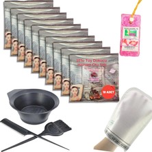 OEM 10 Paket Hamam Otu Toz Tüy Dökücü + Boya Kabı + Tarak + Fırça + Hamam Kesesi + Topuk Taşı Banyo Seti