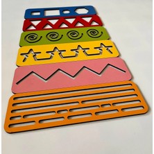 Wood Story Woodstory Eğitici Ahşap 6 Renkli Çizgi ve Şekil Seti | El Kası Geliştirme & Montessori Etkinlik Oyuncağı
