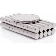 OEM 50 Adet 5x5 mm Yuvarlak Güçlü Neodyum Mıknatıs (Çap 5 mm Kalınlık 5 Mm)
