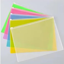 OEM A4 Şeffaf Fermuarlı Dosya 5 Renk 1 Paket Pvc Fermuarlı Evrak Dosyası 24X34CM Çıtçıtlı Belge Evrak Dosyası Ofis Büro Okul