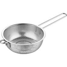 OEM Uzun Saplı Paslanmaz Metal Süzgeç – Makarna, Sebze ve Meyve Yıkama Süzek, Derin Gövdeli, Dayanıklı Tel Süzgeç, Mutfak Süzgeci (25 Cm)