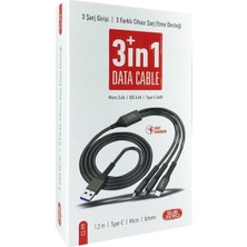 OEM 3 In 1 Usb-A To Lightning – Type-C – Micro Şarj ve Data Kablosu | 3.1A 1.2m Hızlı Şarj Ios Typec USB Iphone Ile Uyumlu Şarj Kablosu 66W | Salise Gösterir (CL99 66W)