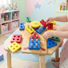 Tufy Toys Ahşap Geometrik Şekil Eşleştirme ve Sıralama Oyunu - 20 Parça Montesorri Eğitici Oyuncak
