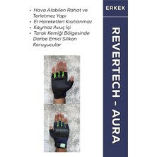 OEM Revertech Aura Lacivert - Neon/yarım Parmak - Kaymaz Avuç Içi Motosiklet Eldiveni (Erkek)