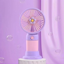 OEM El Tipi Mini Fan, 250MAH Batarya, USB Şarj Edilebilir, Doğal Rüzgar Özelliği, Taşınabilir ve Kompakt Tasarım, Seyahat ve Ofis Için Ideal, Yüksek Performans, Serinletici Etki (Mor Papatya)