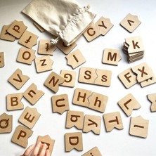 Wood Story Woodstory Ahşap Alfabe Bulmacası Büyük ve Küçük Harf Eşleştirme Oyunu / Kesesi Ile Birlikte Gönderillir.