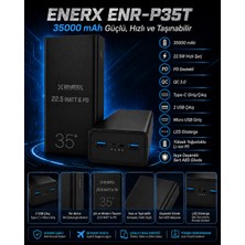 Enerx ENR-P35T 35.000 Mah 22.5 Watt LED Göstergeli Powerbank Siyah
