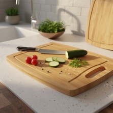 OEM Antibakteriyel Bambu Kesme Tahtası (34X24 Cm) | Oluklu, Saplı Dikdörtgen Doğrama Tahtası | Hijyenik ve Bıçak Dostu Mutfak Tahtası