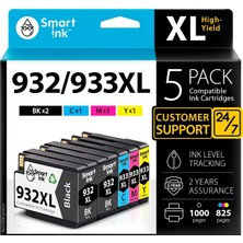 OEM Hp 932 Xl 933 Xl 932XL 933XL 5 Için Uyumlu Yazıcı Kartuşları, Çoklu Paket (2 Siyah ve Camgöbeği/macenta/sarı) Hp Officejet 6600 6700 7612 7510 7110 610 Için Yüksek Kapasiteli Kartuşlar