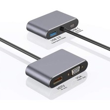 OEM Type-C Hub Dönüştürücü Kablo HDMI VGA USB 3.0 Type-C 87W Çoklayıcı