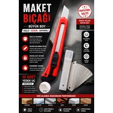 Anı Ofis Kırtasiye Maket Bıçağı Büyük Boy + 10'lu Yedek Uç Seti Kilitli