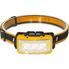 Powermaster S03 Sarı 10 Watt Sensörlü 11 Işık Modlu 24 Beyaz Smd + 6 Kırmızı Smd + 1 Power Ledli Kafa Lambası