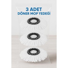 OEM Döner Başlıklı Mop Yedeği 3 Lü Set Mikrofiber Döner Paspas Yedek