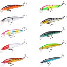 OEM 10 Adet 10CM 9gr Minnow Sahte Olta Yem Seti Rapala 1m Derinlik 10 Farklı Renk Karbon Çelik Iğne