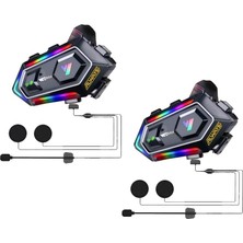 OEM 2 Adet Y20 Max Telsiz Özellikli 5.3 Motosiklet Kask Kulaklık Intercom Rgb Motorsiklet Interkom