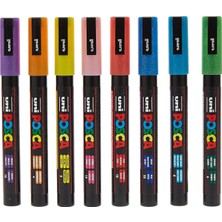 OEM Uni 0.9-1.3 mm Su Bazlı Poster Markörü Simli 8 Li Set