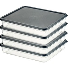 OEM 4 Adet Buzdolabı Organizeri – Pp Plastik Şeffaf ve Ayarlanabilir Saklama Kabı, Gıdaları Taze Tutan Fresh Box, Çok Amaçlı,mikrodalga ve Bulaşık Makinesi Uyumlu (Gri, 2600 Ml)