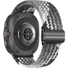 OEM Samsung Galaxy Watch Ultra 47MM ile Uyumlu Örgü Solo Loop Kumaş Kordon Manyetik Tokalı Terleme Yapmayan Nefes Alabilen Hafif Yapılı Bilek Ölçüsüne Göre Ayarlanabilen Elastik Kayış