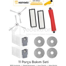Yedektronik Roborock Qrevo Uyumlu 11 Parça Bakım Seti Beyaz (Qrevo S,l,c Ye Uymaz!) | Filtre, Mop Bezi, Ana Fırça, Yan Fırça, Toz Torbası | Yüksek Kalite