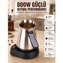 Yeni Nesil Türk Kahve Makinesi Cezvesi Siyah Gri Kablolu Pratik Midastech
