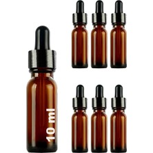 OEM 10 ml Metal Kapaklı Damlalık Dropper Şişesi Serum 10 cc Cam Şişe 6 Adet (Siyah Kapak, Amber/kahverengi)