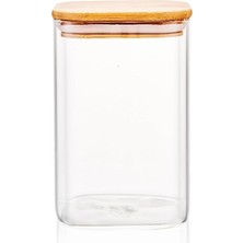OEM 1100ML Sızdırmaz Vakumlu Bambu Kapaklı Borosilikat Cam Kavanoz – Hava Geçirmez &amp; Dayanıklı Gıda Saklama Kabı (10CM x 17CM)