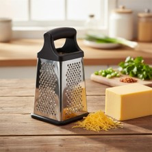 OEM 4 Yüzeyli Paslanmaz Çelik Kutu Rende - Kaydırmaz Tabanlı Profesyonel Mutfak Rendesi | Peynir, Sebze ve Zencefil Rendesi (10X10X20 Cm)