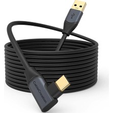 OEM 5 Gbps Type-C Vr Data Şarj Kablosu Oculus Quest 2 Için Link Cable 90° Type-C Uç USB 3.2 Kablo 5 Metre 3A CC1064 Profesyonel Bilgisayar Bağlantı Kablosu