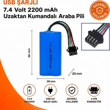 Mam 7.4 Volt 2200 Mah 18650 Li-Ion Jstsm 4p Siyah 4 Pin Soketli Oyuncak Araç Rc Araba Pili