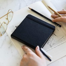 OEM 12X12 cm Sert Kapak 80 Yaprak 140 Gr. Eskiz Defteri - Sketch Book - Siyah