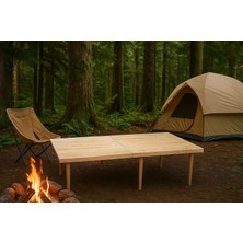 OEM Katlanır Kamp, Piknik ve Bahçe Masası 70X120 cm - Ham Naturel Renk