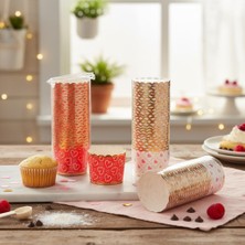 Hsc Bilişim Deconox Kalp Desenli 25'li Muffin ve Cupcake Kalıbı - Asorti Renkli (Kırmızı/beyaz) Kağıt Kek Kapsü
