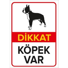 OEM Dikkat Köpek Var Levhası Siyah Beyaz Boston Terrier - Sac Malzeme 50X70CM