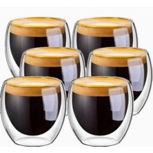 OEM Needd Çift Katmanlı Espresso Cam Bardak Seti 6'lı 80 ml | Borosilikat Double Wall Isı Yalıtımlı Şeffaf Kahve Bardağı | Espresso ve Ristretto Için