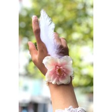 TeknoKapsül Mey Ithalat® Bride To Be Nedime Gelin Bilekliği Tüy ve Inci Boncuk Detaylı Somon Renkli Bekarlığa Veda Partisi Bilekliği 10 Adet