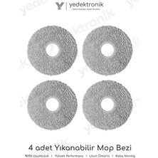 Yedektronik Roborock Qrevo S / Qrevo Maxv / Qrevo Pro Uyumlu 4'lü Yuvarlak Mop Bezi Seti | Yüksek Kalite