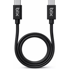 Hsc Bilişim Bix BX-UC02C 60W Type-C To Type-C Hızlı Şarj ve Data Kablosu 1.2 Metre Siyah