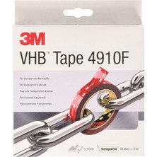 OEM 3m 4910F Montaj Yapışkan Bant Çift Taraflı - Neredeyse Görünmez Yapışkan Tabakalı Şeffaf Malzemelerin Yapıştırılmasını Sağlar - 19 mm x 3 M, Şeffaf, 1,0 mm (1'li Paket)