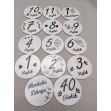 OEM 12 Aylık Plak Seti Ahşap Bebek Fotoğraf Kartları, Ilklerim Seti, Anı KARTLARI,HOBBEB003,1 Yaş