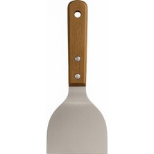 OEM ® Ahşap Saplı Paslanmaz Çelik Spatula – 24CM Eğilimli Çok Amaçlı Mutfak Spatulası | Izgara, Burger, Sebze, Temizlik Için Profesyonel Metal Spatula